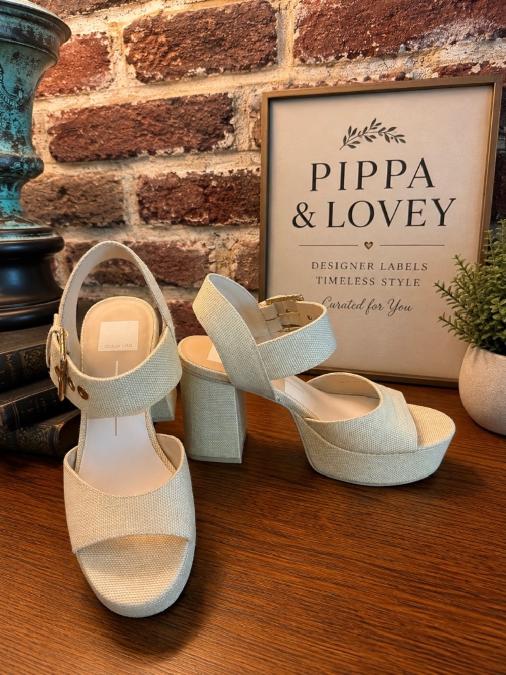 Dolce Vita Natural Raffia Platform Block Heel Sandals Size 8